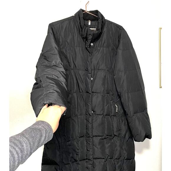 Eddie Bauer Womens Lodge Goose Down Quilted Black Parka without hood size Large - Picture 3 of 12